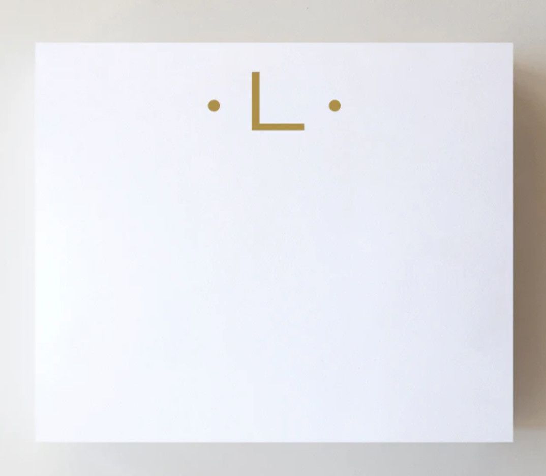 Gold Foil Large Initial Notepad |  L