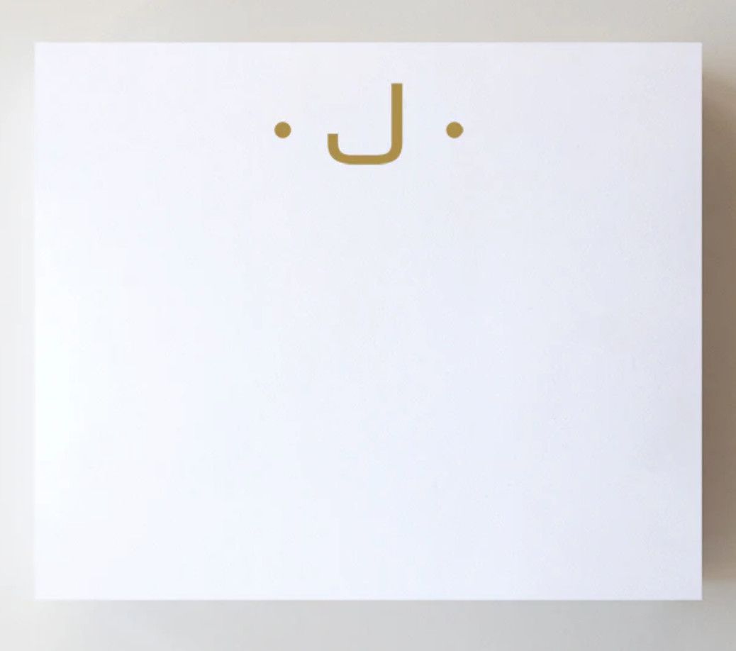 Gold Foil Large Initial Notepad | J