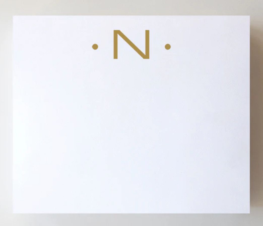 Gold Foil Large Initial Notepad | N