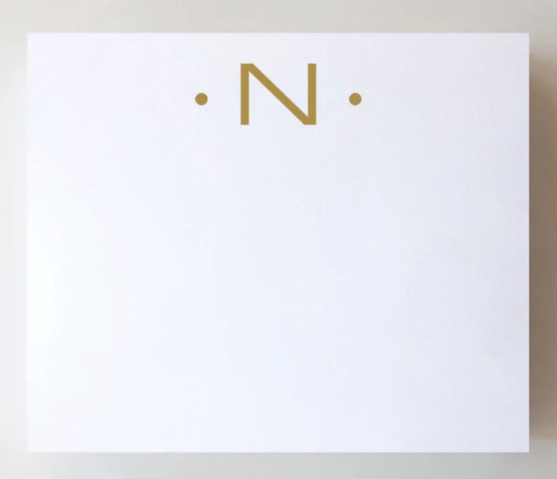 Gold Foil Large Initial Notepad | N