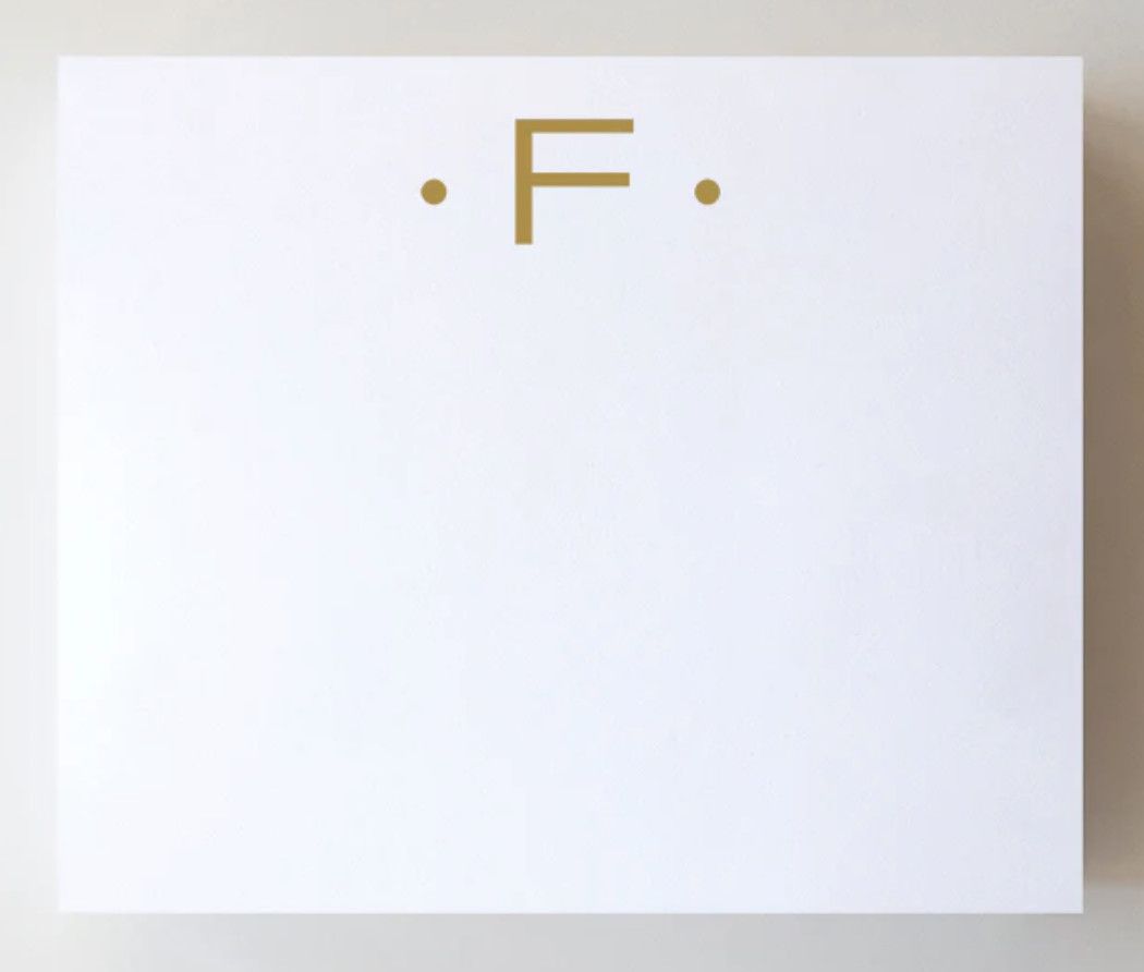 Gold Foil Large Initial Notepad | F