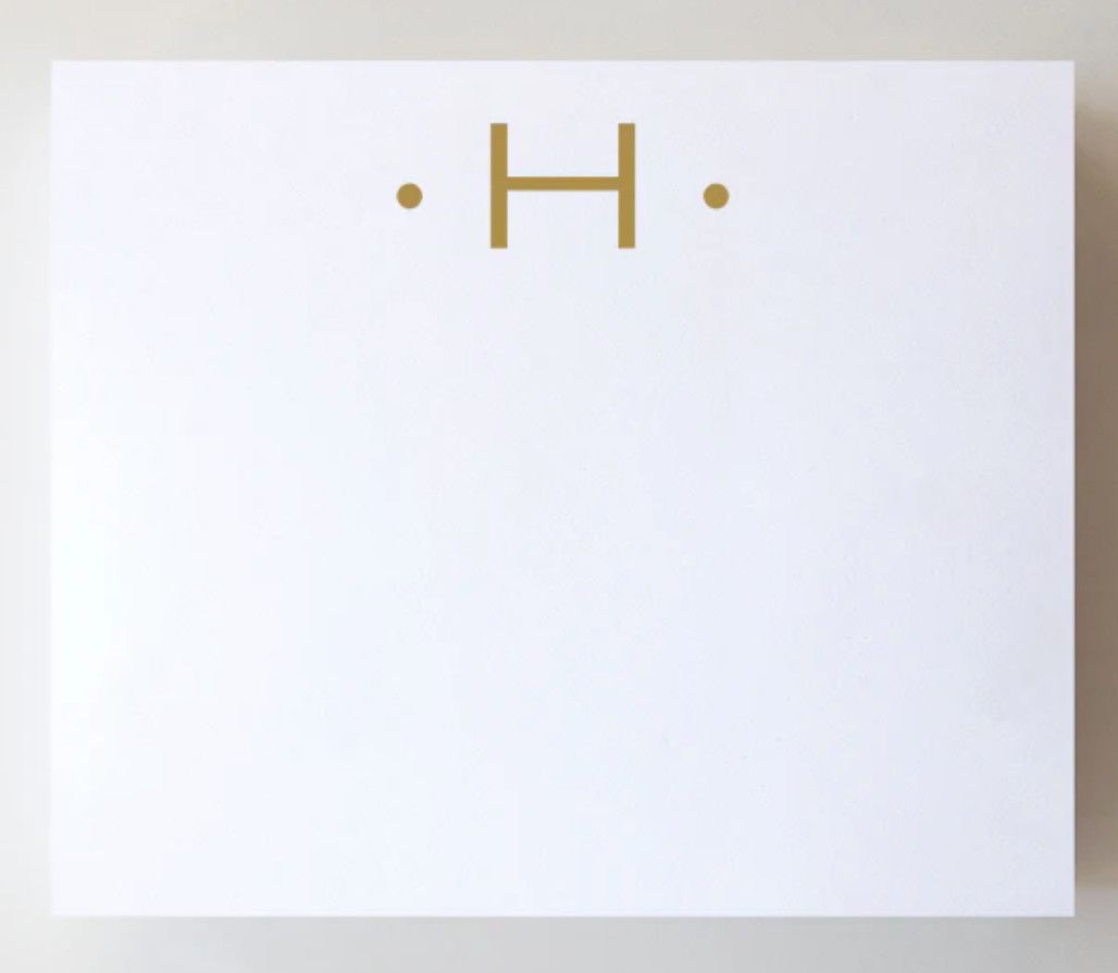 Gold Foil Large Initial Notepad | H