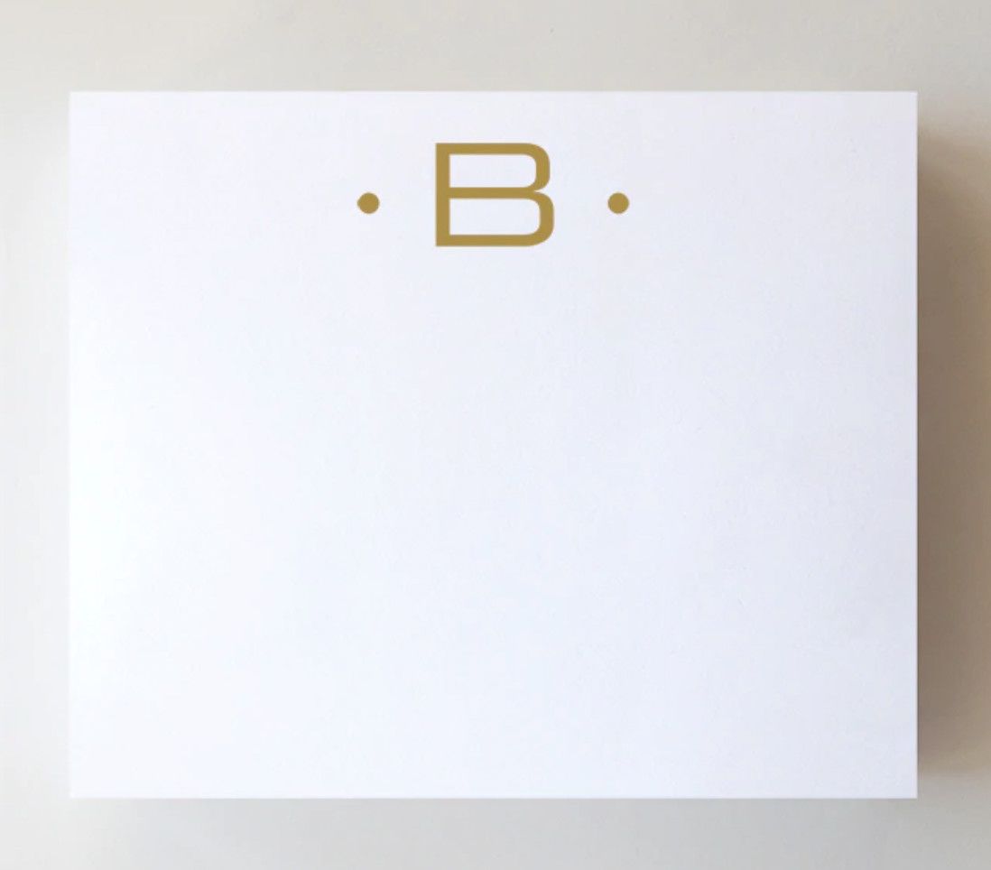 Gold Foil Large Initial Notepad | B