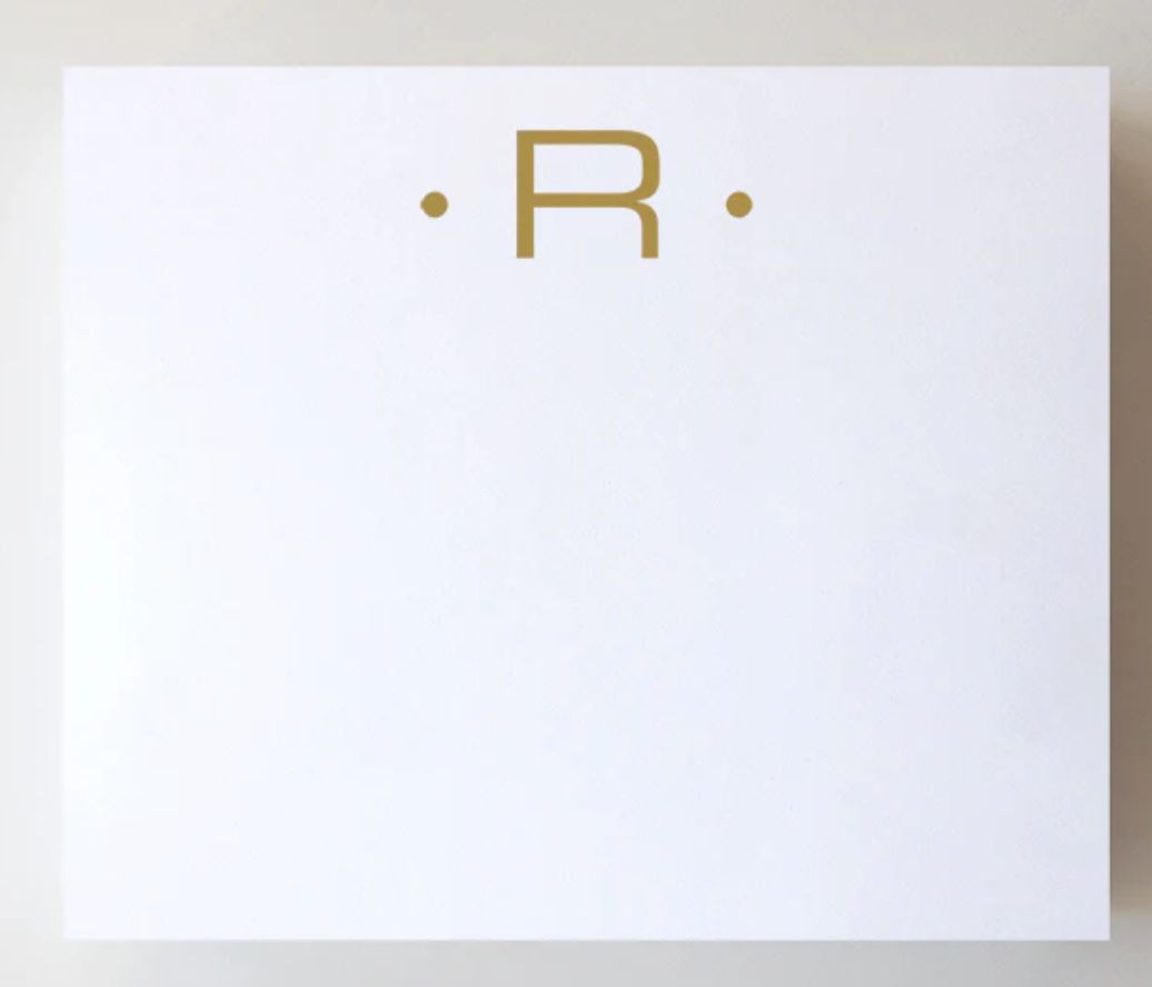 Gold Foil Large Initial Notepad | R
