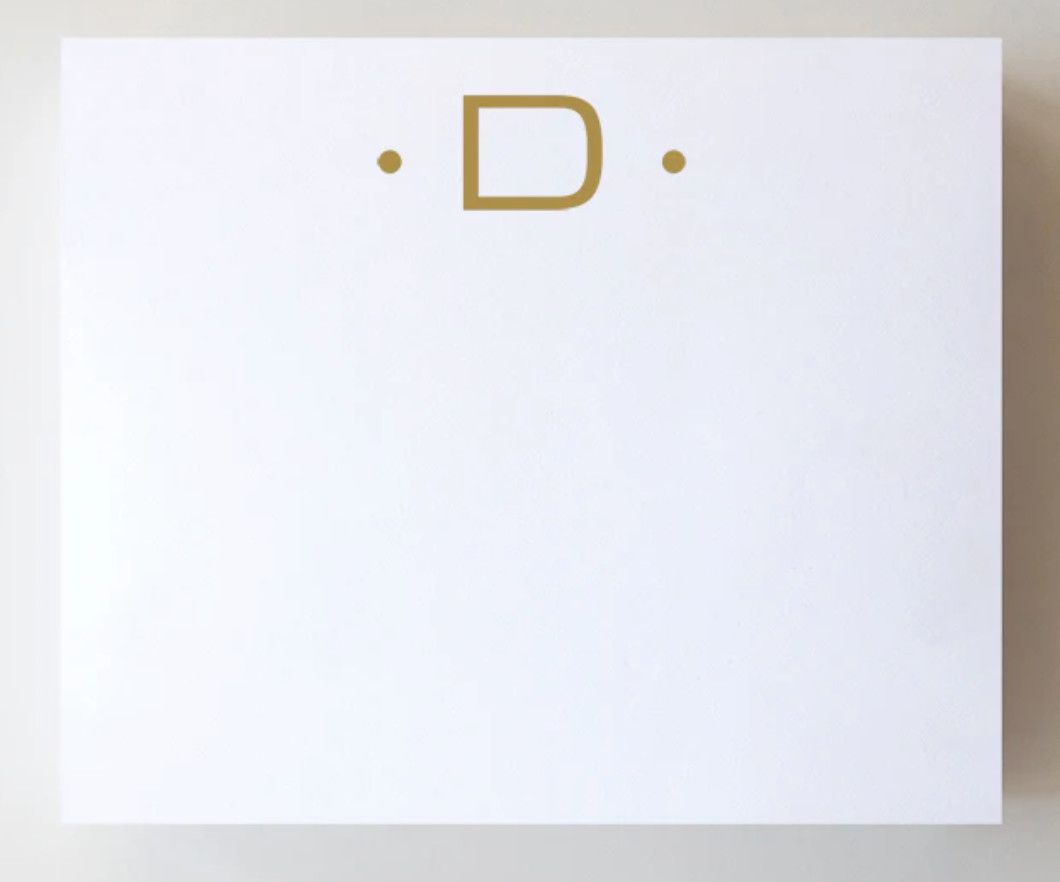 Gold Foil Large Initial Notepad | D