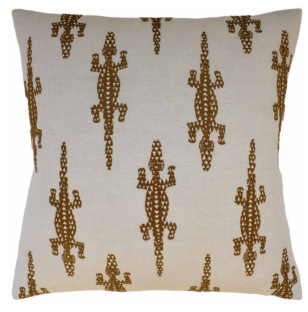 Baracoa Embroidery Brown Pillow | 22x22