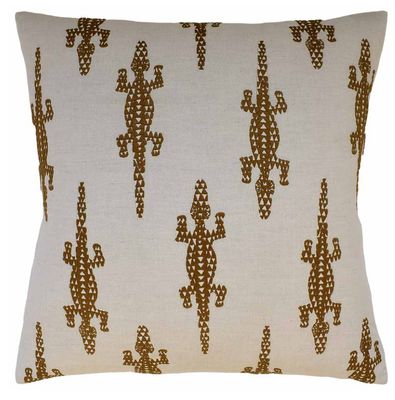 Baracoa Embroidery Brown Pillow | 22x22