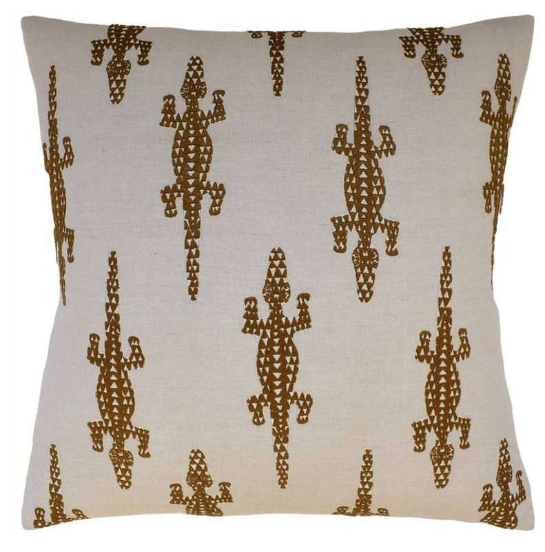 Baracoa Embroidery Brown Pillow | 22x22