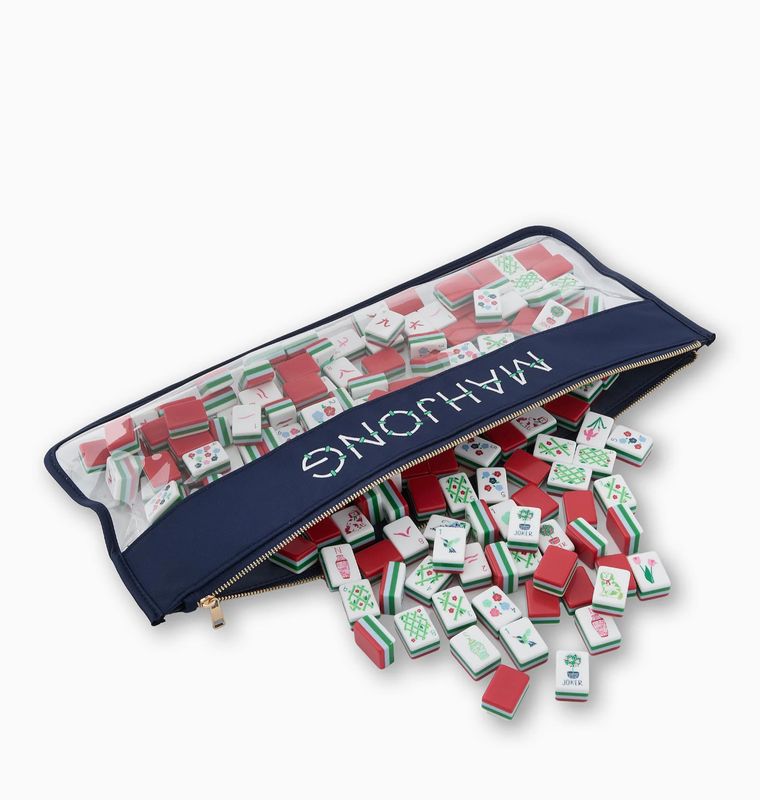 Navy Bamboo Mahjong Bag