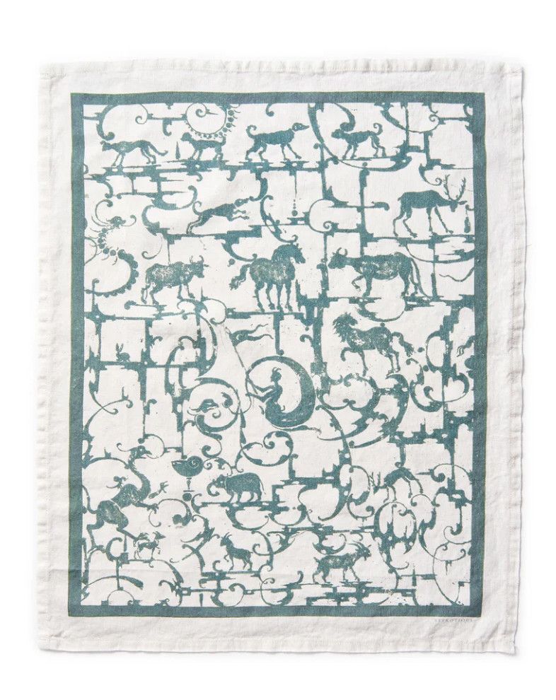 Blackwork Tea Towel | Moss