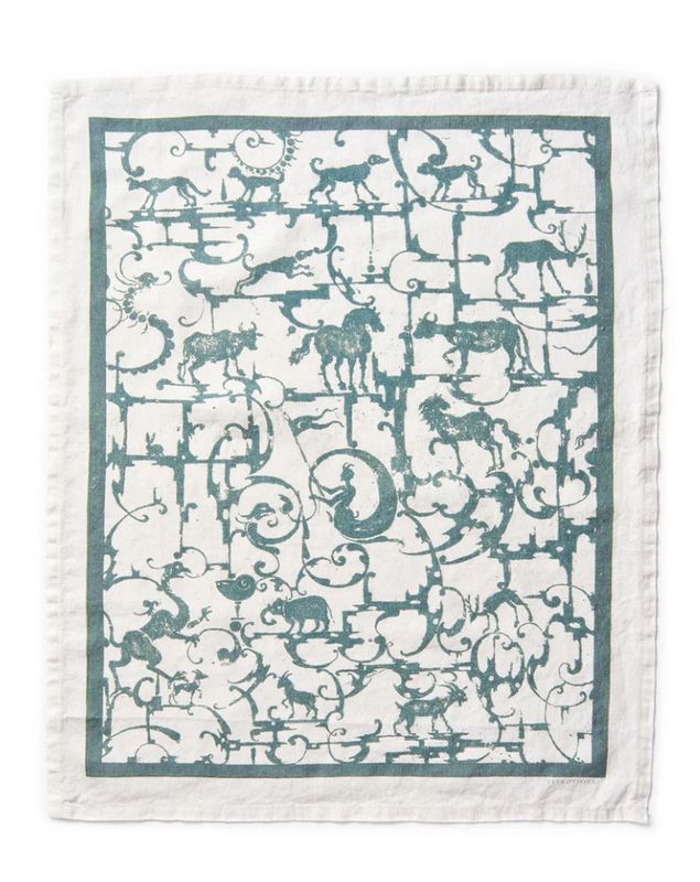 Blackwork Tea Towel | Moss