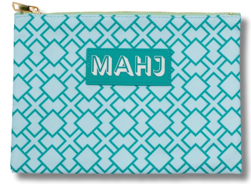 Premium Mahjong Card &amp; Accessory Bag | Geometric Green
