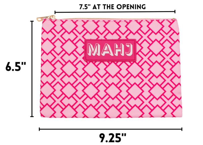 Premium Mahjong Card &amp; Accessory Bag | Geometric Green
