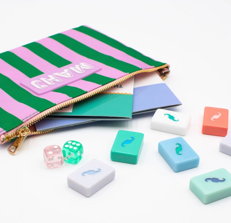 Premium Mahjong Card &amp; Accessory Bag | Arrows- Blue
