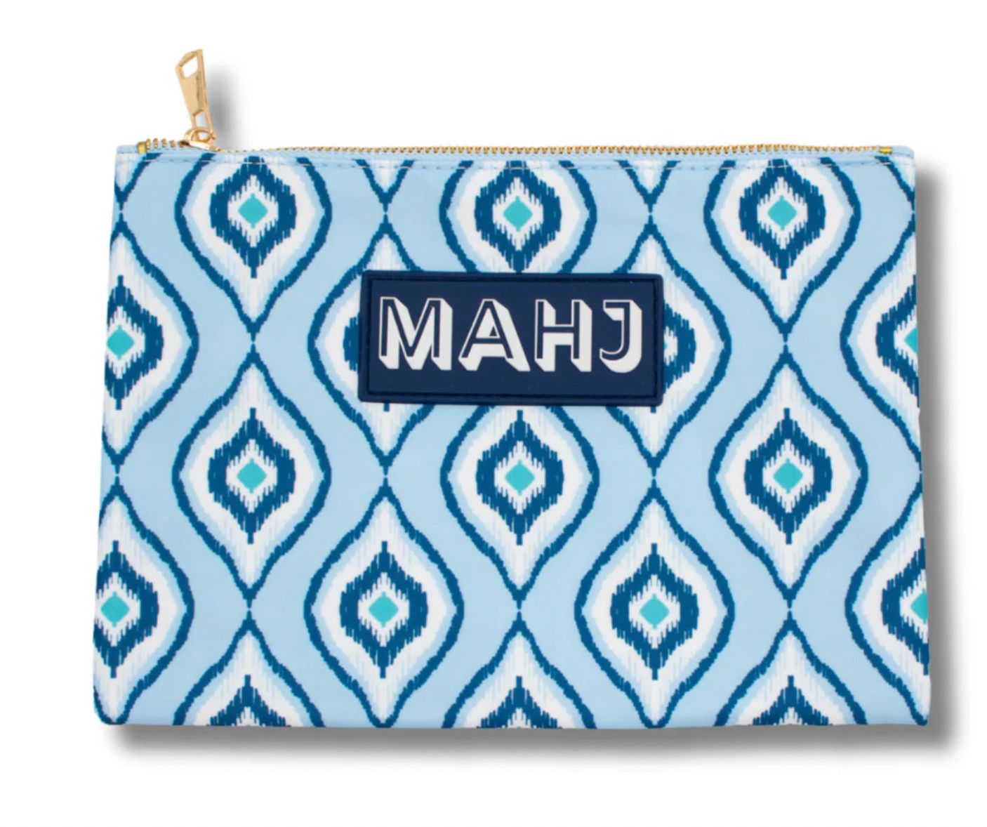 Premium Mahjong Card &amp; Accessory Bag  | Ikat Blue