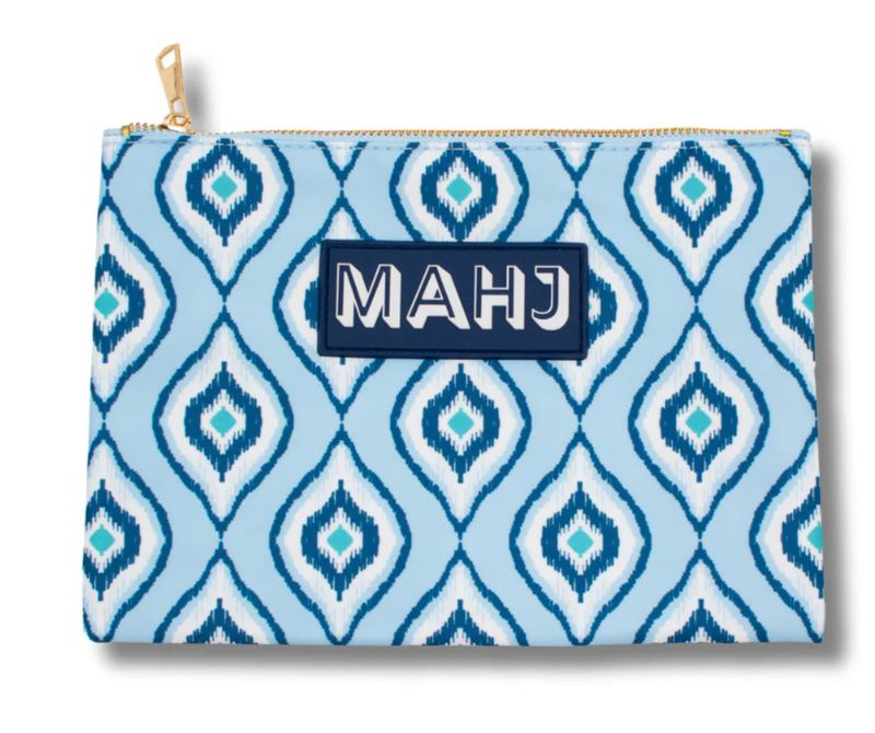 Premium Mahjong Card &amp; Accessory Bag  | Ikat Blue