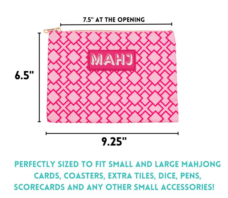 Premium Mahjong Card &amp; Accessory Bag  | Ikat Blue