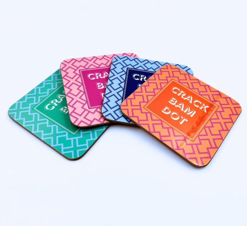 Mahjong Coasters | Set of 4 | Crack,Bam,Dot