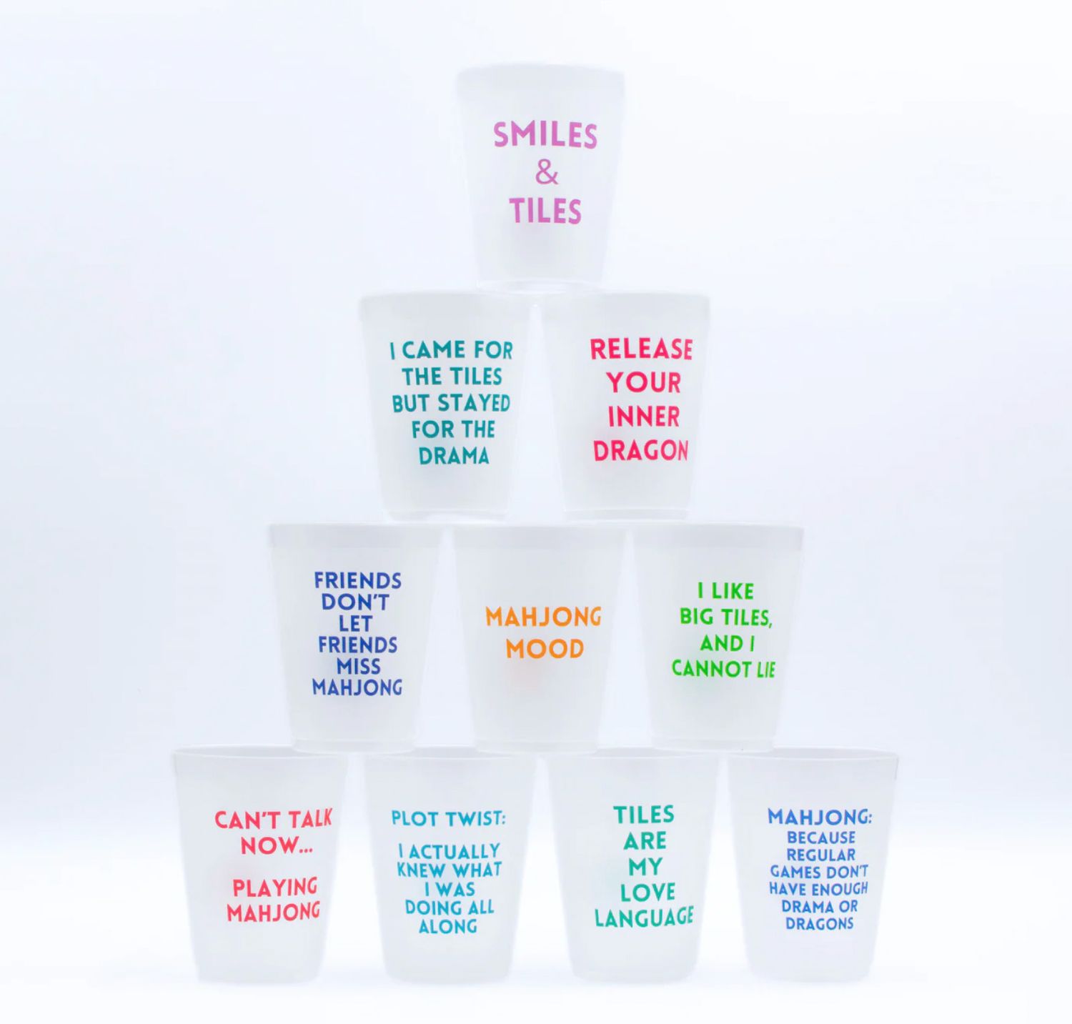 Mahjong Frosted Cups | Set of 10 Different Designs