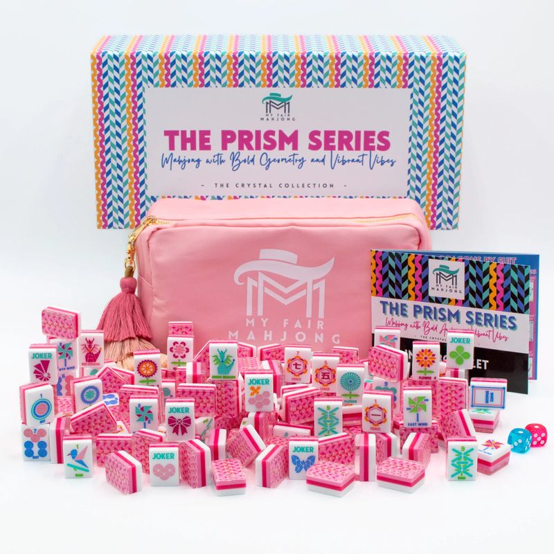 Crystal Prism Pink Mahjong Tiles