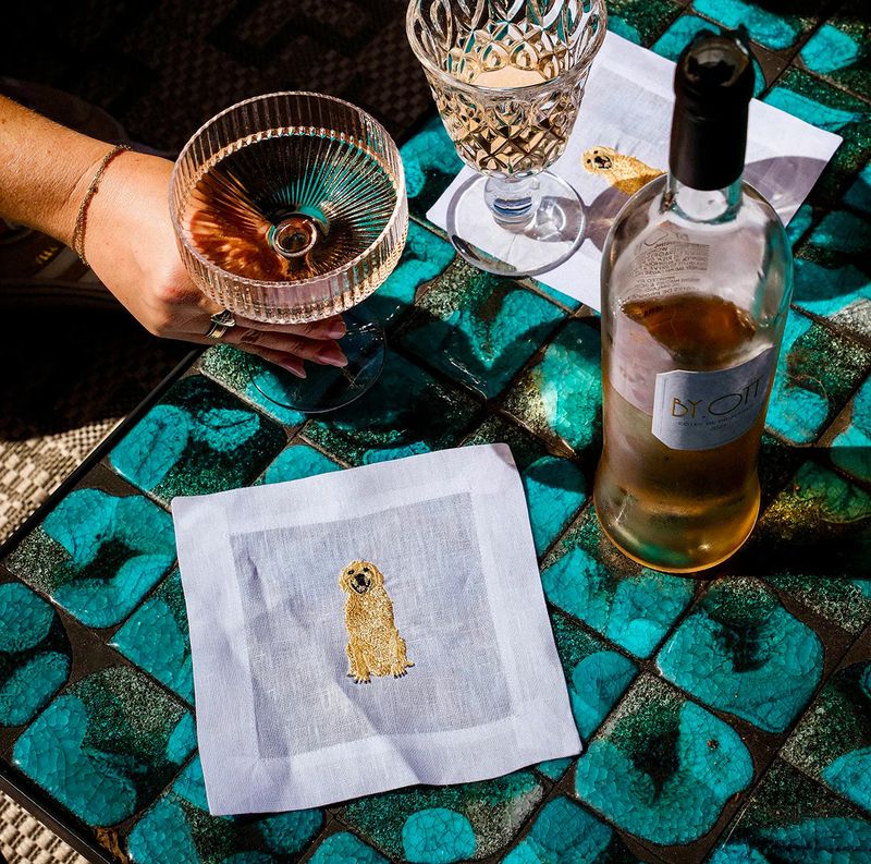 Golden Retriever Linen Cocktail Napkin | Set of 4
