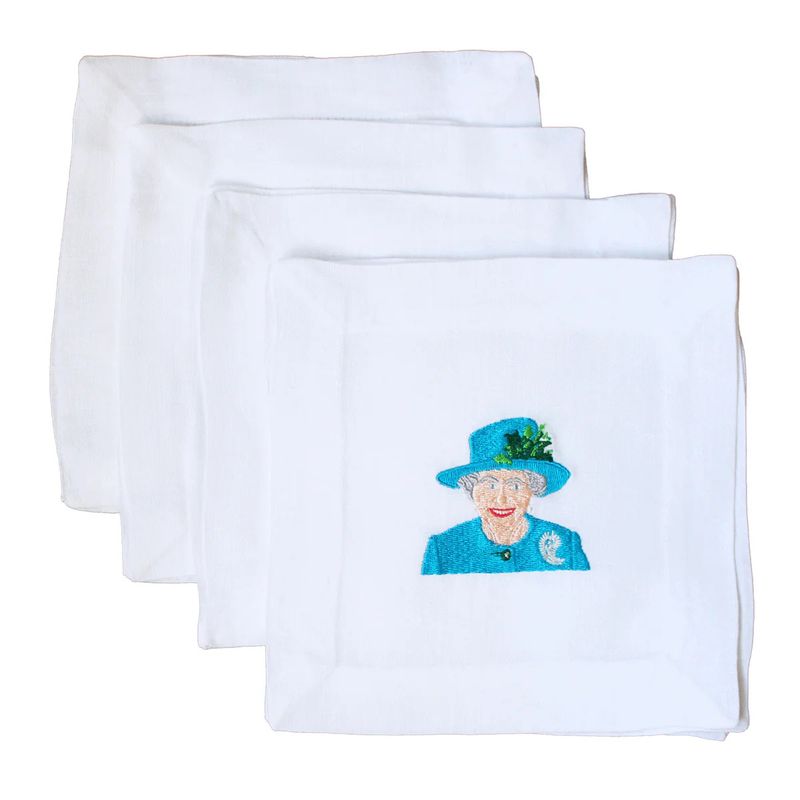 Royal Splendor The Queen Linen Cocktail Napkins | Combo | Set of 4