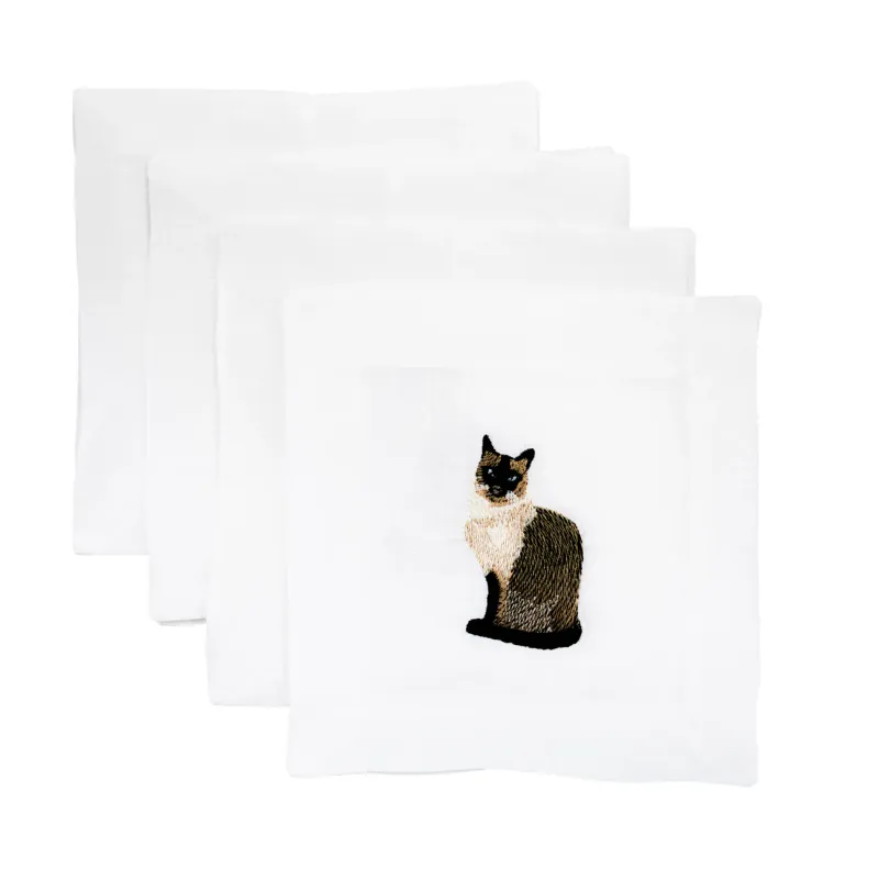 Cat Combo Linen Cocktail Napkins | Set of 4