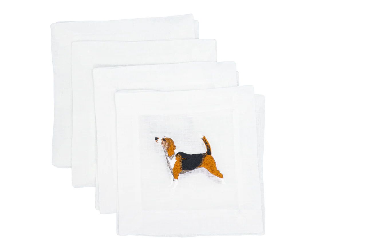 Beagle Linen Cocktail Napkins | Set of 4
