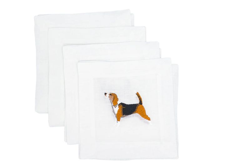 Beagle Linen Cocktail Napkins | Set of 4