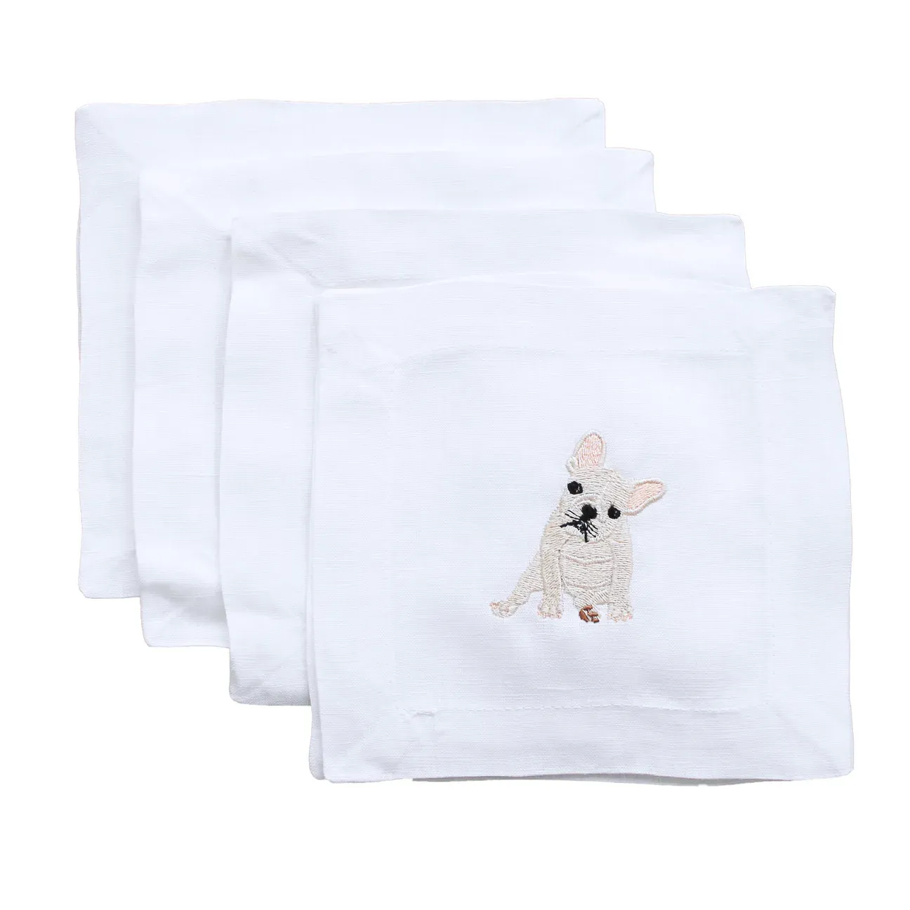 French Bulldog Linen Cocktail Napkins | Set of 4