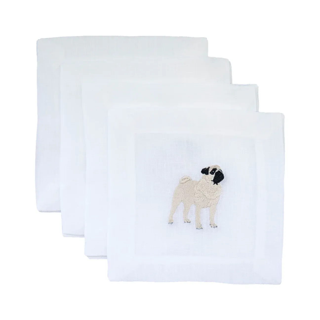 Pug Linen Cocktail Napkins | Set of 4