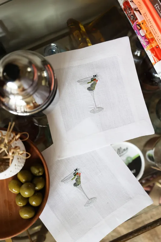 Martini Linen Cocktail Napkins | Set of 4