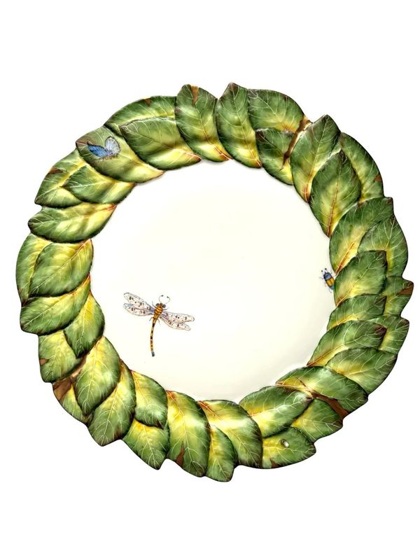 Embossed Green Leaf  Dinner Plate | 10.5