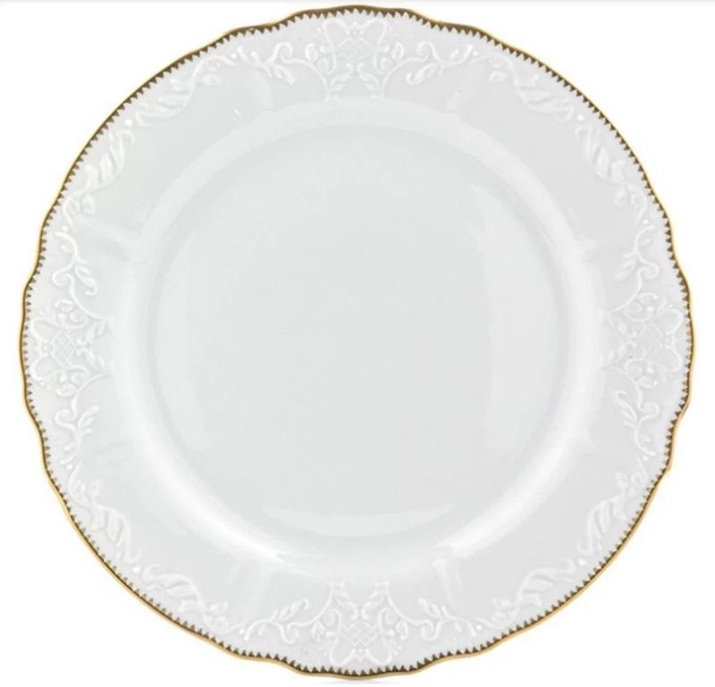 Simply Anna | Dinner Plate | White &amp; Gold