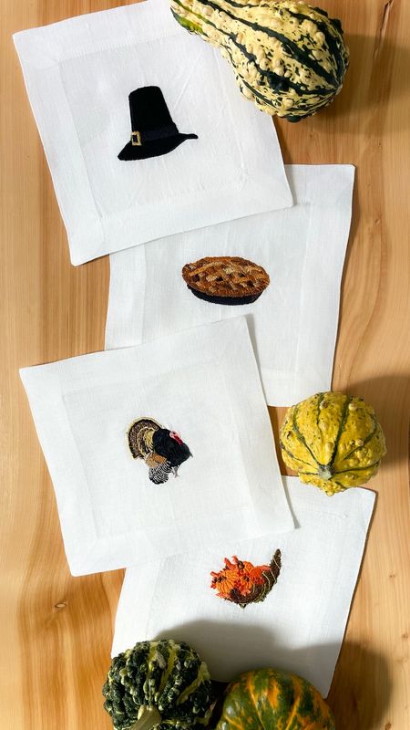 Thanksgiving Combo Set Linen Cocktail Napkins | Set of 4