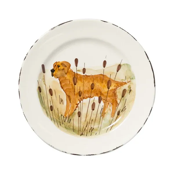 Wildlife Gold Hunting Dog Dinner Plate