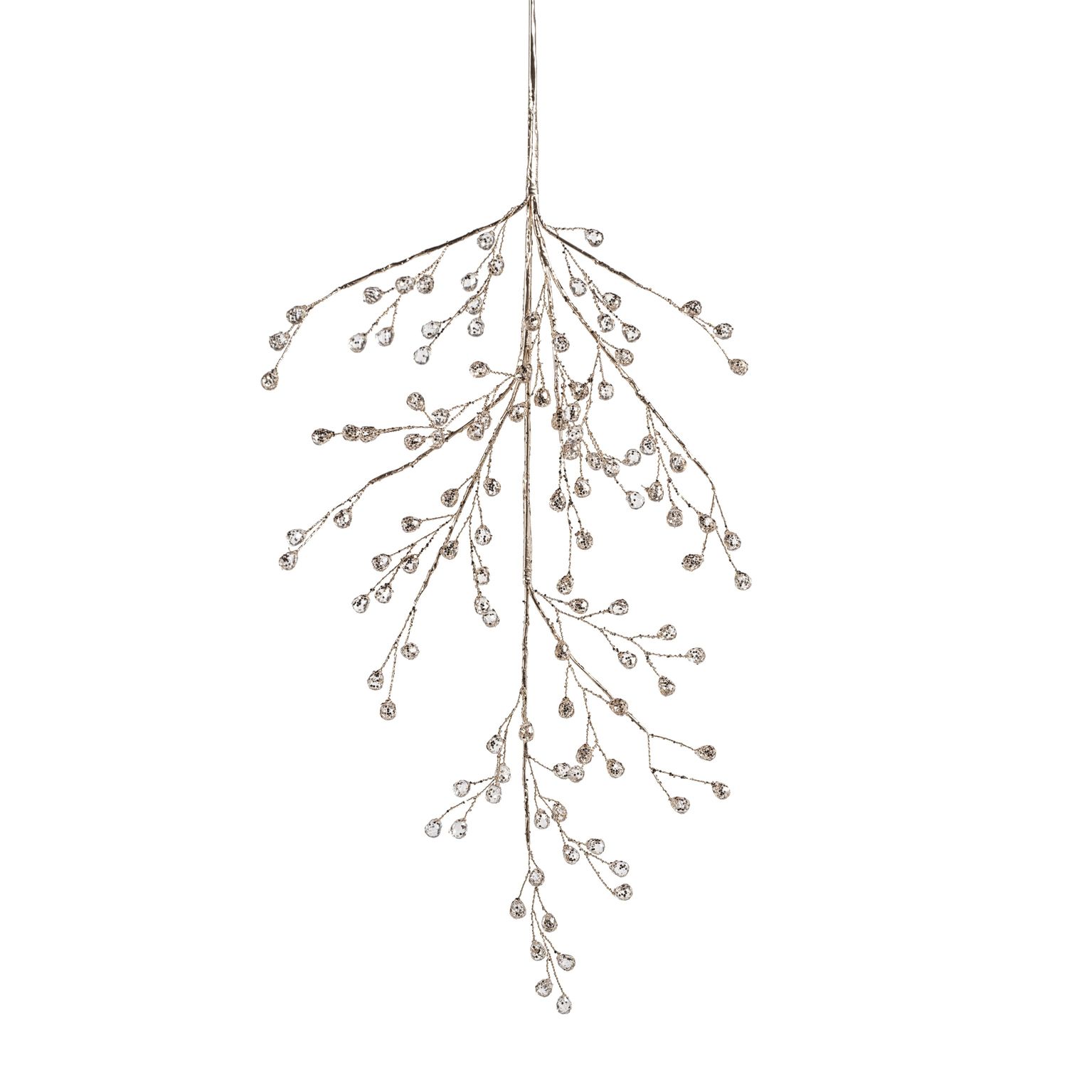 Beaded Glass Berry Branch Clear + Gold | 26