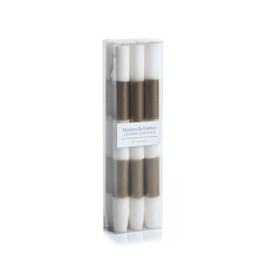 Modern &amp; Festive Formal Candles | Gold | Set of 6