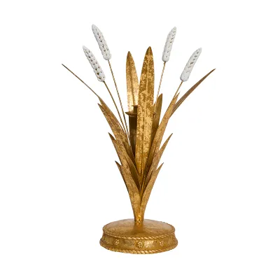 Forest Walk Wheat Gold Candlestick | Short 13&quot;