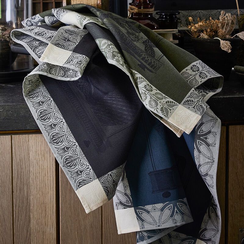 Curiosites Florales Green Tea Towel | 100% Cotton
