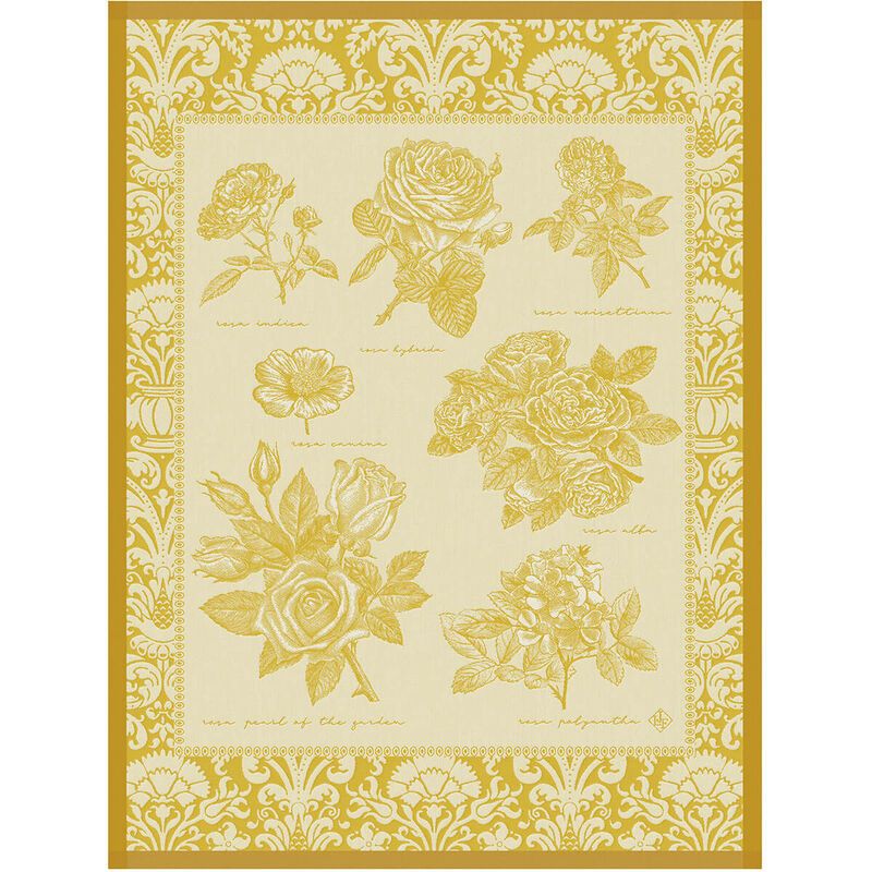 Jardin Des Roses Yellow Tea Towel | 100% Cotton