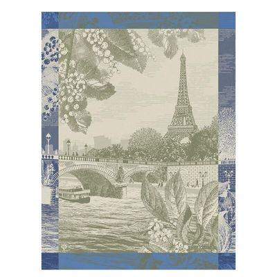 Paris Sur Seine Green Tea Towel | 100% Cotton