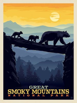 Great Smokey Mtns Bears at Sunset Puzzle