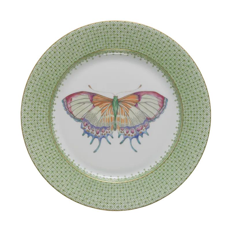 Apple Green Lace Dessert Plate with Butterfly