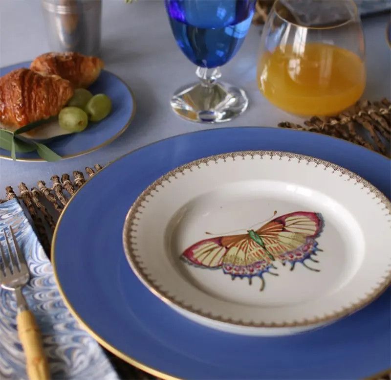 Golden Teardrop Butterfly Dessert Plate