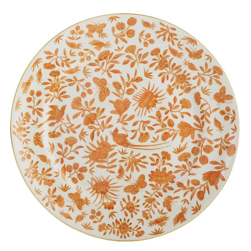 Sacred Bird &amp; Butterfly Orange Dinner Plate