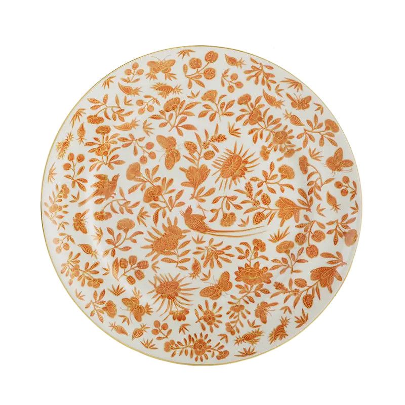 Sacred Bird & Butterfly Orange Dessert Plate Sacred Bird & Butterfly Orange Dessert Plate