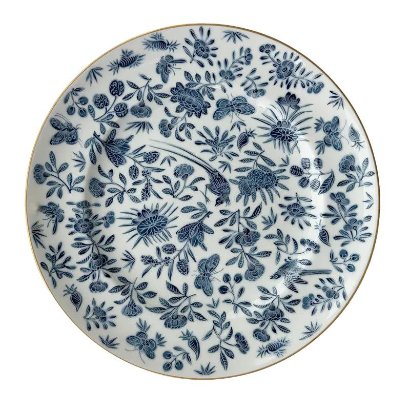 Sacred Bird &amp; Butterfly Blue Dinner Plate