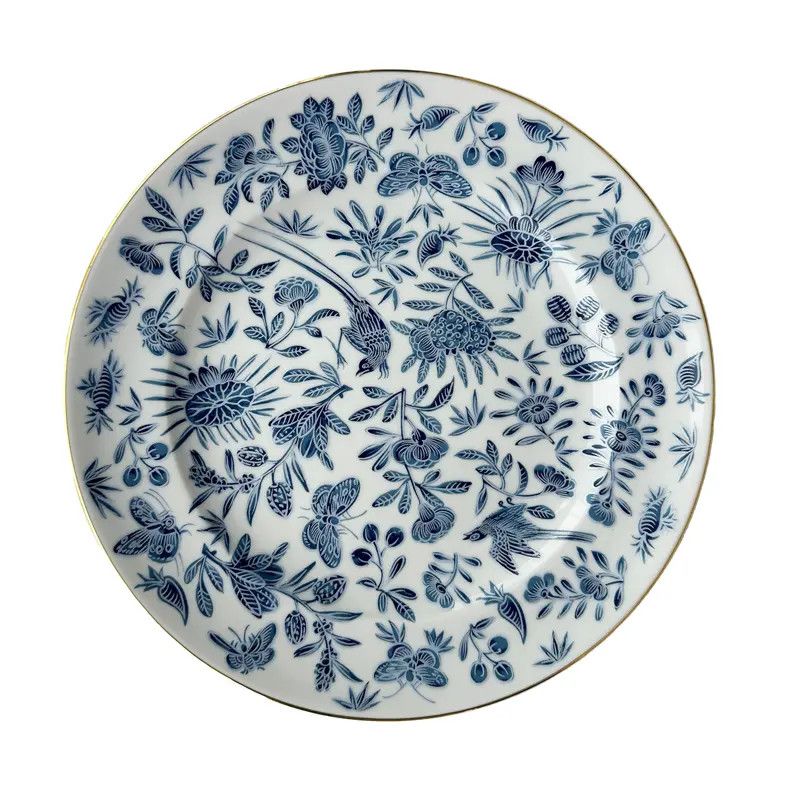 Sacred Bird &amp; Butterfly Blue Dessert Plate