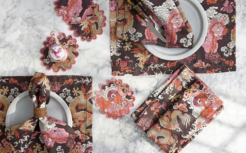 Magic Mountain Napkins Set of 4 | Chocolate/Persimmon